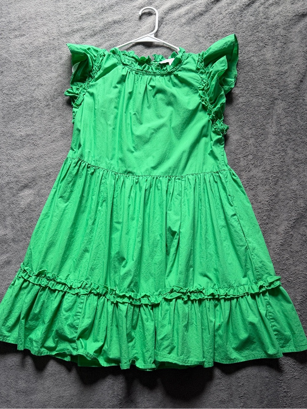 House of Harlow 1960 Zoey Ruffle Tiered Mini Dress 100% Cotton Emerald Green Sml